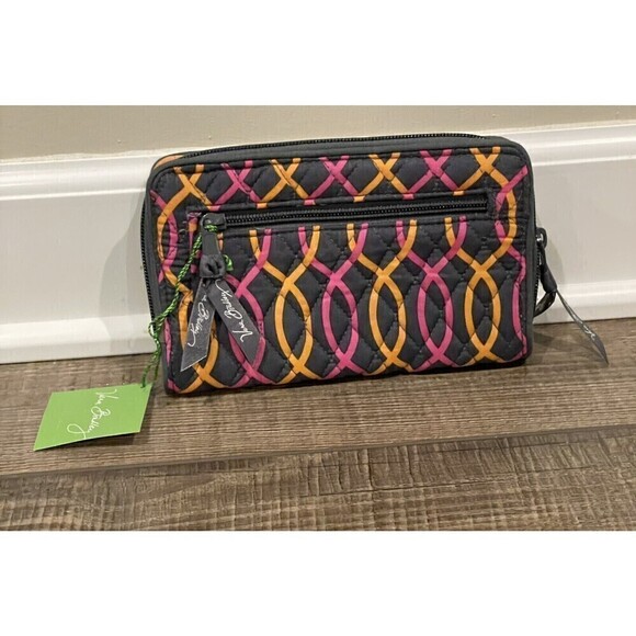 New Vera Bradley Jazzy Swirls Turnlock Wallet Retired NWT Pink Orange Gray - Picture 2 of 10